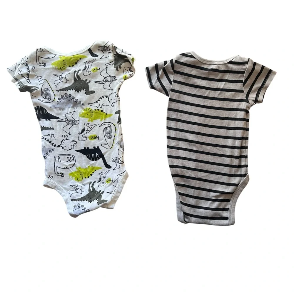Gerber Dinosaur and Striped Onesie Bundle | 6-9M